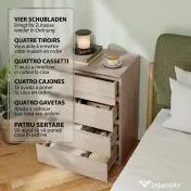 HOMCOM Comodă cu 4 Sertare, Dulap Înalt pentru Dormitor, Comodă cu Sertare cu Ghidaje Metalice și Mânere Scanalate, Alb | Aosom Romania