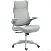 HOMCOM Scaun de birou ergonomic cu cotiere reglabile și tetieră, gri | Aosom Romania