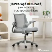 HOMCOM Scaun de birou ergonomic cu cotiere reglabile și tetieră, gri | Aosom Romania