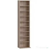 HOMCOM Raft pentru CD-uri cu 6 Rafturi Ajustabile, Capacitate 260 CD-uri sau 120 DVD-uri, 33 x 24 x 140 cm, Lemn Natural