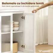 HOMCOM Bufet din Lemn cu 4 Sertare și Dulap cu Uși de Sticlă și Rafturi Reglabile, 120x40x91 cm, Alb | Aosom Romania 