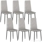HOMCOM, Set de 6 Scaune, cu Spătar Înalt, din Piele Ecologică și Oțel, 41x50x97 cm, Gri