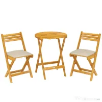Outsunny masă și scaune pentru balcon, masă și scaune pentru exterior, set masă și scaune balcon, set bistro, set balcon pliabil lemn masă și scaune | Aosom Romania