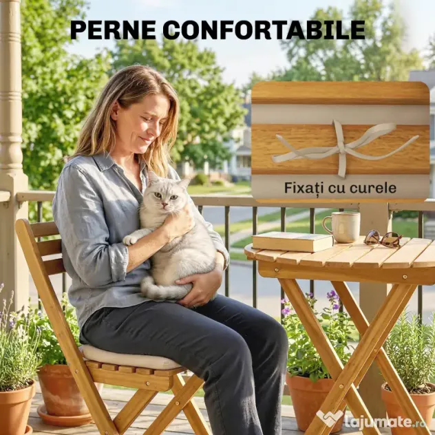 Outsunny masă și scaune pentru balcon, masă și scaune pentru exterior, set masă și scaune balcon, set bistro, set balcon pliabil lemn masă și scaune | Aosom Romania