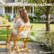 Outsunny masă și scaune pentru balcon, masă și scaune pentru exterior, set masă și scaune balcon, set bistro, set balcon pliabil lemn masă și scaune | Aosom Romania