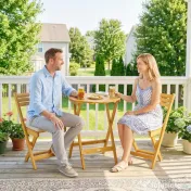 Outsunny masă și scaune pentru balcon, masă și scaune pentru exterior, set masă și scaune balcon, set bistro, set balcon pliabil lemn masă și scaune | Aosom Romania