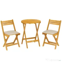 Outsunny masă și scaune pentru balcon, masă și scaune pentru exterior, set masă și scaune balcon, set bistro, set balcon pliabil lemn masă și scaune