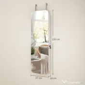 HOMCOM Dulap pentru Bijuterii Montabil pe Perete cu Oglindă Internă și LED-uri, Înălțime 120 cm, Economisire Spațiu, Sertare, Încuietoare și Cheie, Poliță Rabatabilă, Alb și Negru | Aosom Romania