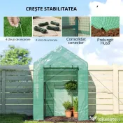 Outsunny Seră de Grădină 143 x 73 x 195 cm cu Rafturi cu 2 Etaje, Verde | Aosom Romania 