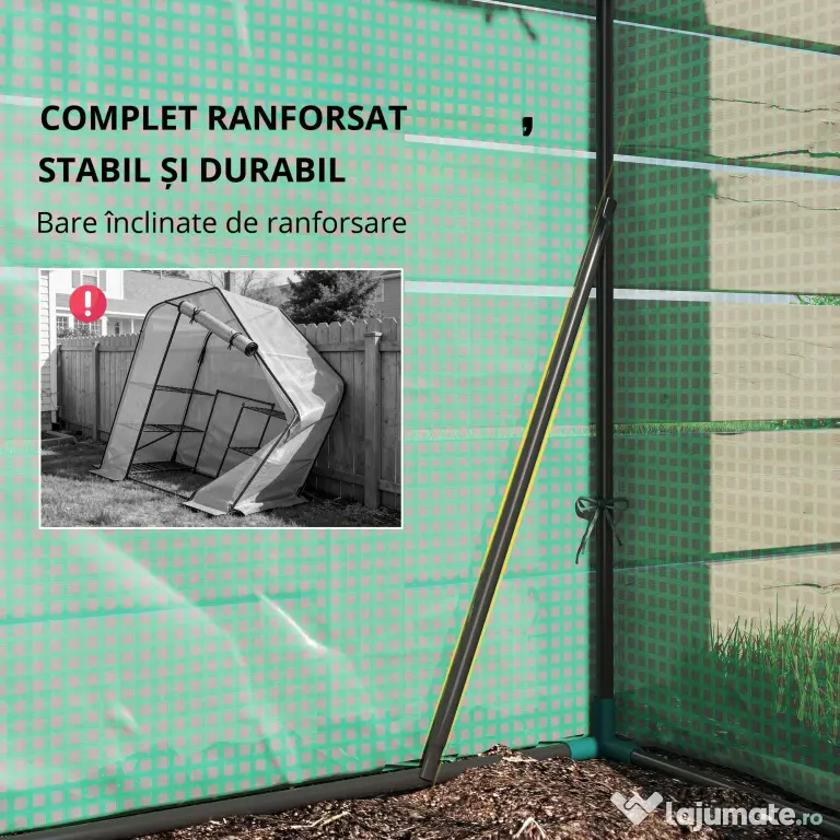 Outsunny Seră de Grădină 143 x 73 x 195 cm cu Rafturi cu 2 Etaje, Verde | Aosom Romania