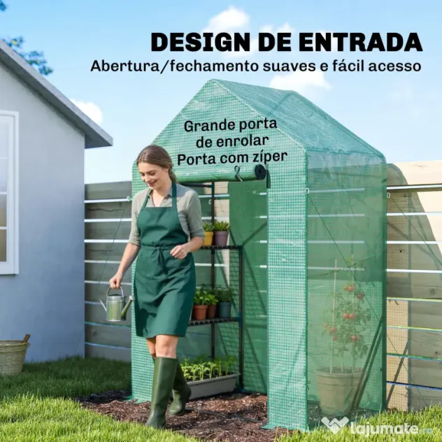 Outsunny Seră de Grădină 143 x 73 x 195 cm cu Rafturi cu 2 Etaje, Verde | Aosom Romania