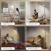 HOMCOM Lampă de Podea LED cu Telecomandă, Cap Rotativ, Reglare Luminozitate și Temperatură, Negru | Aosom Romania 