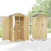 Outsunny Dulap de Grădină Căsuță pentru Unelte cu 3 Uși 93x53x168 cm Lemn Natural | Aosom Romania 