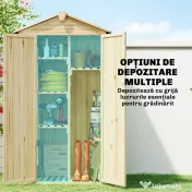 Outsunny Dulap de Grădină Căsuță pentru Unelte cu 3 Uși 93x53x168 cm Lemn Natural | Aosom Romania 