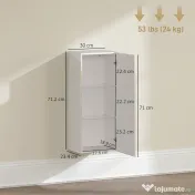 HOMCOM Dulap de Baie Suspendat cu Ușă Fără Mâner, 2 Rafturi Reglabile din Sticlă, Mobilier Suspendat Multifuncțional, 30x23,4x71,2 cm, Alb Lucios | Aosom Romania 