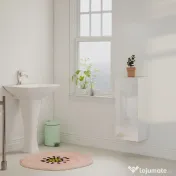 HOMCOM Dulap de Baie Suspendat cu Ușă Fără Mâner, 2 Rafturi Reglabile din Sticlă, Mobilier Suspendat Multifuncțional, 30x23,4x71,2 cm, Alb Lucios | Aosom Romania 
