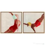HOMCOM, Set de 2 Tablouri Moderne pe Pânză, Imprimare Artistică, Plastic, 40x40x 3.5 cm, Rosu
