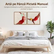 HOMCOM, Set de 2 Tablouri Moderne pe Pânză, Imprimare Artistică, Plastic, 40x40x 3.5 cm, Rosu 