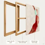 HOMCOM, Set de 2 Tablouri Moderne pe Pânză, Imprimare Artistică, Plastic, 40x40x 3.5 cm, Rosu 