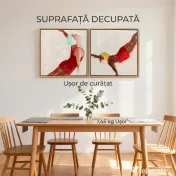 HOMCOM, Set de 2 Tablouri Moderne pe Pânză, Imprimare Artistică, Plastic, 40x40x 3.5 cm, Rosu 