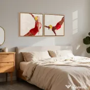 HOMCOM, Set de 2 Tablouri Moderne pe Pânză, Imprimare Artistică, Plastic, 40x40x 3.5 cm, Rosu 
