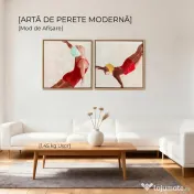 HOMCOM, Set de 2 Tablouri Moderne pe Pânză, Imprimare Artistică, Plastic, 40x40x 3.5 cm, Rosu 