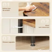 HOMCOM Raft de Bucătărie cu Prize și Rafturi Reglabile, Raft pentru Cuptor cu Microunde cu 5 Niveluri, Panou cu Grilaj și 10 Cârlige, Mobilier Vintage Structură din Oțel, 80x40x170 cm, Maro Rustic | Aosom Romania 
