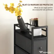 HOMCOM Comodă din Material Textil Slim, Economisire Spațiu, cu 4 Sertare, Cadru Metalic, Negru | Aosom Romania 
