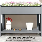 Outsunny Strat Înălțat pentru Grădină, Jardinieră cu Raft, 149x46x76cm, Gri | Aosom Romania 