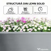 Outsunny Strat Înălțat pentru Grădină, Jardinieră cu Raft, 149x46x76cm, Gri | Aosom Romania 