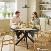 HOMCOM Masă Pliabilă pentru 2-6 Persoane, Cadru Dublu X din Oțel, Finisaj Natural | Aosom Romania 