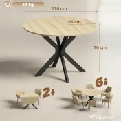 HOMCOM Masă Pliabilă pentru 2-6 Persoane, Cadru Dublu X din Oțel, Finisaj Natural | Aosom Romania 
