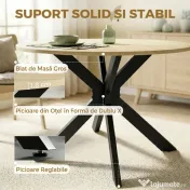 HOMCOM Masă Pliabilă pentru 2-6 Persoane, Cadru Dublu X din Oțel, Finisaj Natural | Aosom Romania 
