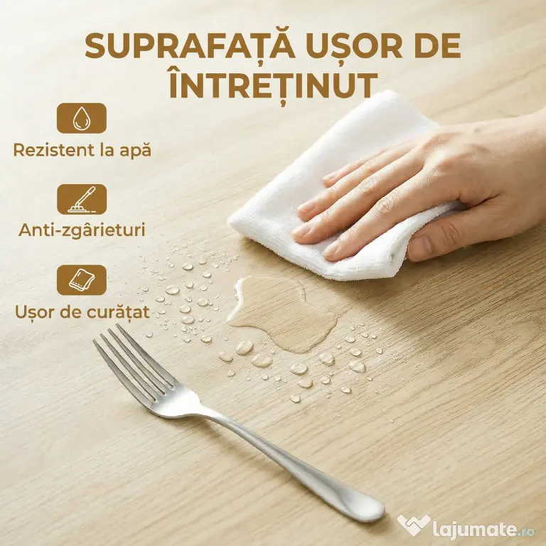 HOMCOM Masă Pliabilă pentru 2-6 Persoane, Cadru Dublu X din Oțel, Finisaj Natural | Aosom Romania