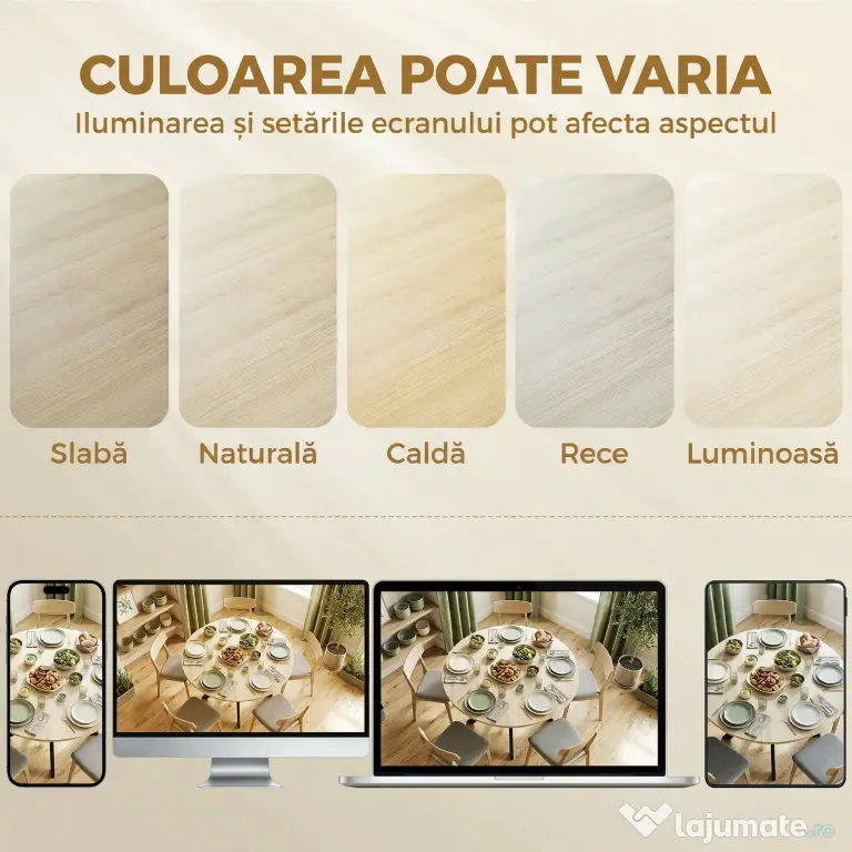 HOMCOM Masă Pliabilă pentru 2-6 Persoane, Cadru Dublu X din Oțel, Finisaj Natural | Aosom Romania