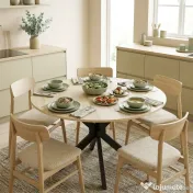 HOMCOM Masă Pliabilă pentru 2-6 Persoane, Cadru Dublu X din Oțel, Finisaj Natural | Aosom Romania 