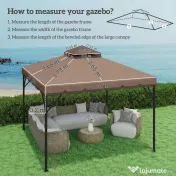 Outsunny Husă de Rezervă pentru Foișor 3x3 m din Grădină, Acoperiș Dublu Rezistent la Apă din Poliester 180g/㎡ Anti-UV 30+ cu 8 Găuri de Drenaj, Cașmir | Aosom Romania 