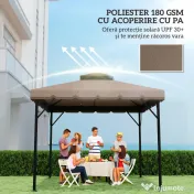 Outsunny Husă de Rezervă pentru Foișor 3x3 m din Grădină, Acoperiș Dublu Rezistent la Apă din Poliester 180g/㎡ Anti-UV 30+ cu 8 Găuri de Drenaj, Cașmir | Aosom Romania 