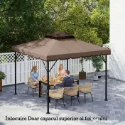Outsunny Husă de Rezervă pentru Foișor 3x3 m din Grădină, Acoperiș Dublu Rezistent la Apă din Poliester 180g/㎡ Anti-UV 30+ cu 8 Găuri de Drenaj, Cașmir | Aosom Romania 