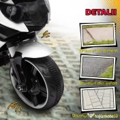 AIYAPLAY Motocicletă electrică pentru copii 18-36 luni, 6V, cu roți detașabile, faruri și muzică, albă | Aosom Romania 