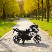 AIYAPLAY Motocicletă electrică pentru copii 18-36 luni, 6V, cu roți detașabile, faruri și muzică, albă | Aosom Romania 