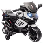 AIYAPLAY Motocicletă electrică pentru copii 6V cu roți ajutătoare detașabile, faruri și muzică, vârsta 18-36 luni, alb