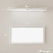 HOMCOM Set 2 Plafoniere LED Subțiri și Minimaliste cu Culoare Reglabilă, din Oțel și Plastic, 60x30x3.7 cm, Alb