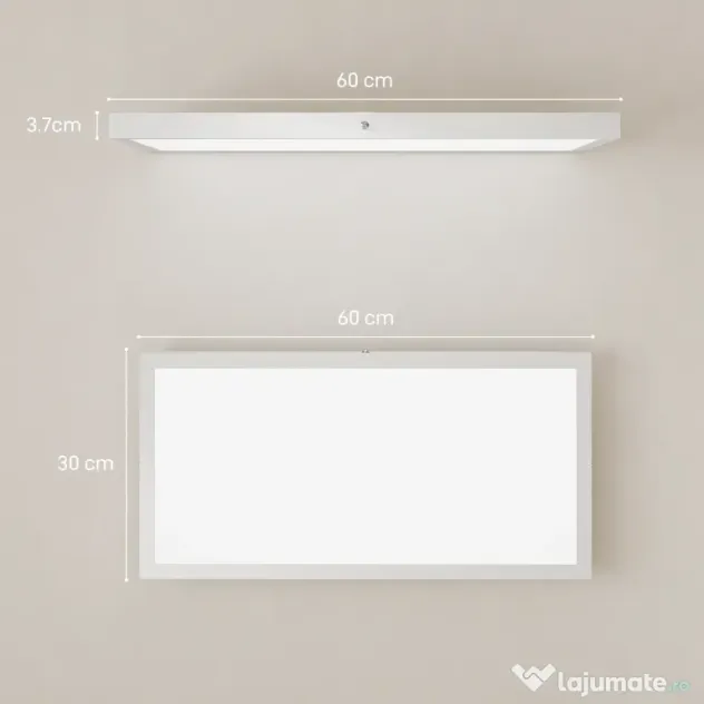 HOMCOM Set 2 Plafoniere LED Subțiri și Minimaliste cu Culoare Reglabilă, din Oțel și Plastic, 60x30x3.7 cm, Alb