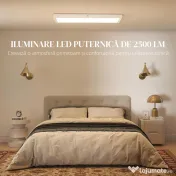 HOMCOM Set 2 Plafoniere LED Subțiri și Minimaliste cu Culoare Reglabilă, din Oțel și Plastic, 60x30x3.7 cm, Alb