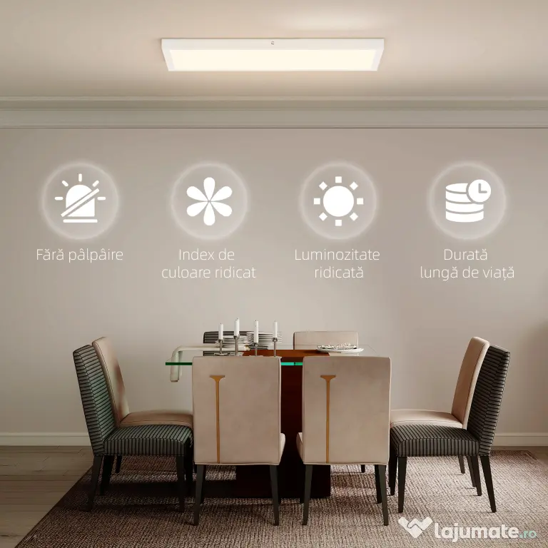 HOMCOM Set 2 Plafoniere LED Subțiri și Minimaliste cu Culoare Reglabilă, din Oțel și Plastic, 60x30x3.7 cm, Alb