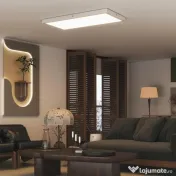 HOMCOM Set 2 Plafoniere LED Subțiri și Minimaliste cu Culoare Reglabilă, din Oțel și Plastic, 60x30x3.7 cm, Alb