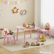 AIYAPLAY Măsuță și 2 scaune pentru copii 3-8 ani cu margini rotunjite, Roz | Aosom Romania 