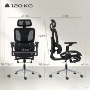 HOMCOM Scaun de Birou Ergonomic din Plasă cu Cotiere, Tetieră, Spătar Reglabil, Funcție Legănare, Negru | Aosom Romania