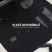 HOMCOM Scaun de Birou Ergonomic din Plasă cu Cotiere, Tetieră, Spătar Reglabil, Funcție Legănare, Negru | Aosom Romania